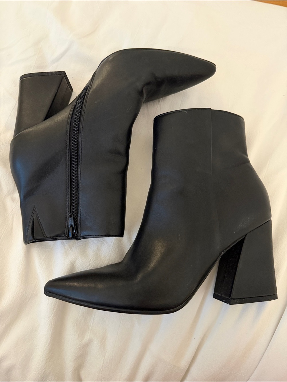 a new day Black Pointed Toe Block Heel Ankle Booties